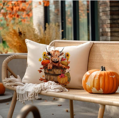 RABUSOFA Fall Decor Pillow Covers 12x20 Inch Lumbar Highland Cow Autumn Fall - Image 5
