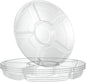Plasticpro 6 Sectional Round Plastic Serving Tray/Platters Clear Pack of 2