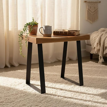 Home Soft Things Natural Reclaimed Pine Wood Tile Shape Entryway Bench - Image 6