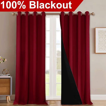NICETOWN 100% Blackout Blinds, Burgundy Red, Laundry Room Decor Window - Image 2