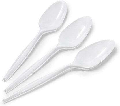 [600 Pack] White Disposable Plastic Tea Spoons - Practical Cutlery for Parties, Lunches, Picnics, and Long Trips - Great for Meals, Desserts, or Appetizers