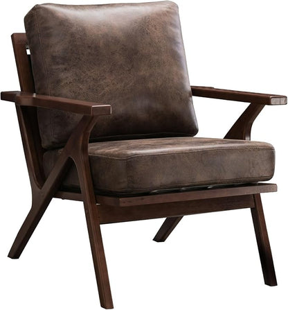 Bonzy Home Accent Chairs for Living Room, PU Leather Mid Century Modern Wood - Image 5