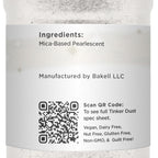 BAKELL White Edible Glitter, 25 Grams | TINKER DUST Edible Glitter | KOSHER Certified | 100% Edible Glitter | Cakes, Cupcakes, Cake Pops, Drinks, Dessert Vegan Glitter & Dusts (45g Shaker, White)