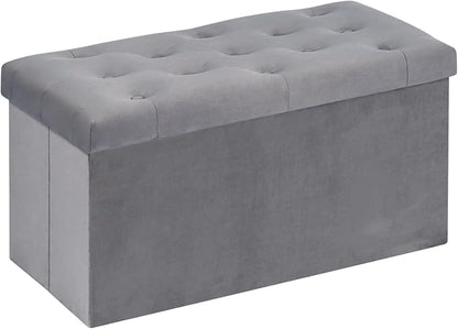 B FSOBEIIALEO Folding Storage Ottoman, Long Ottomans Shoes Bench, Velvet by BFSOBEIIALEO