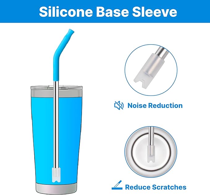 Stainless Steel Straws for 20 oz YETI Tumbler, 4 Pcs Metal Straws Reusable with Silicone Tip for 20 oz Stanley Cup and 16 oz Glass Cups(Color 1)