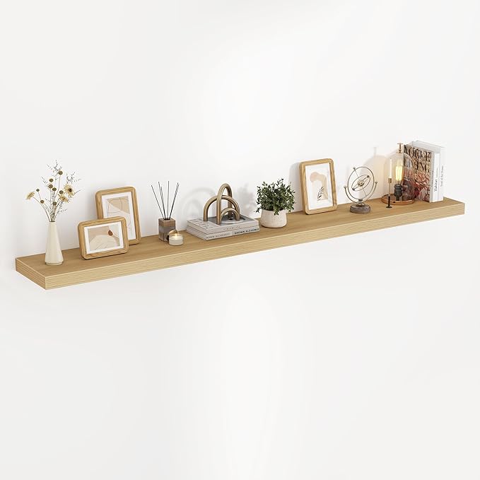 Acovy 72 Inch Floating Shelves, 3D Textured Wood Grain, Wooden Shelves by Acovy