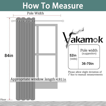 Yakamok Light Grey 100% Blackout Curtains 84 Inches Long 52" Wide 1 Panel | - Image 8