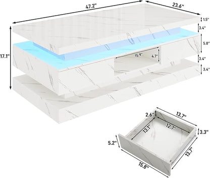 47.2 inch Modern High Glossy LED Coffee Table - Image 2