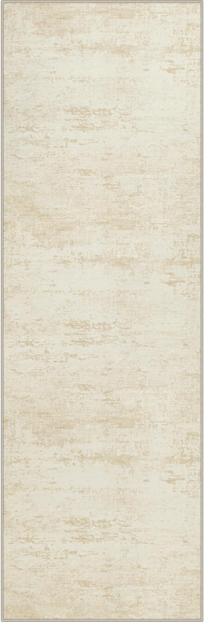 2.6x8 Washable Runner Rug：Modern Abstract Kitchen Soft Carpet Beige | by FXRHLP