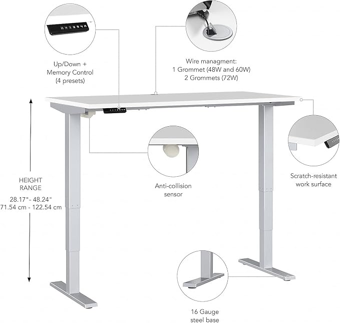 Bush Business Furniture 60-inch Electric Height Adjustable Standing Desk - Image 4