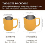 watchget Milk Frothing Pitcher 500ml/17oz Espresso Steaming Pitcher with Matte Yellow Coating Stainless Steel Milk Steamer Jug Milk Frothing Cup, Yellow