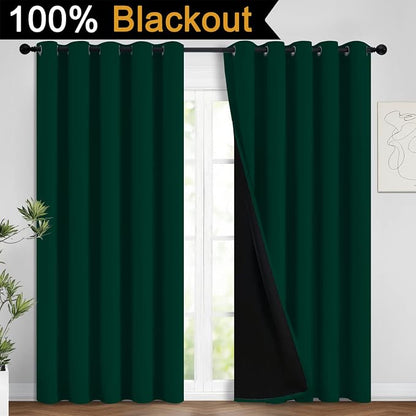 Yakamok 100% Blackout Lined Panels, Room Darkening Thermal Insulated Blackout - Image 2