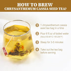 FullChea - Chrysanthemum Cassia Seed Tea, 30 Teabags, 5g/bag - Burdock Root, Goji Berries, Osmanthus, Honeysuckle Combination Herbal Tea