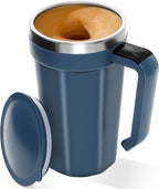 Self Stirring Coffee Mug with Temperature Display, 15oz Automatic Magnetic Mixing Cup, Rechargeable Travel Mug for Coffee, Milk, Cocoa - (Deep Blue)