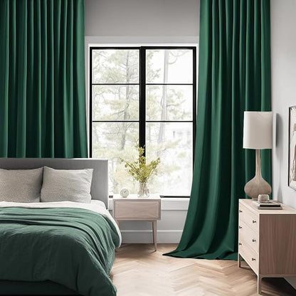 MIULEE Christmas Hunter Green Back Tab Blackout Curtains 52"x90" 2 Panels | Rod - Image 2