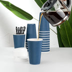 Restaurantware 16 Ounce Ripple Wall Disposable Coffee Cups, 500 Insulated Midnight Blue Paper Tumblers with Rolled Rim Design, Lids Sold Separately for Hot Drinks like Tea, Hot Chocolate and More