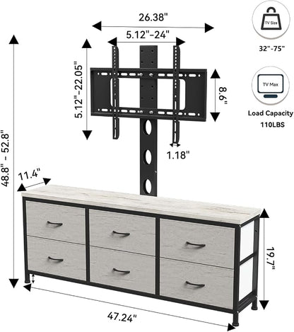 TV Stand with Mount, Fabric Dresser with 6 Drawers - Image 2