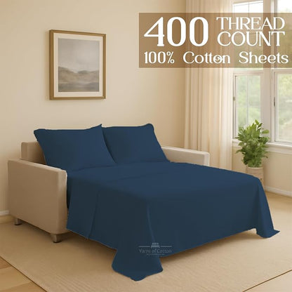 Sleeper Sofa Bed Sheet, 100% Cotton 400 Thread Count, 4 Piece Set, Deep Pocket - Image 2