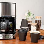 Restaurantware 8 Ounce Disposable Cups Pack of 25 Double Wall Hot Cups–Lids Sold Separately, Designed with a Rippled Wall and Black Paper Insulation, Ideal for Coffee, Hot Chocolate, and Tea