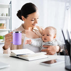 14 oz Purple Stainless Steel Coffee Mug, Reusable Travel Tumbler with Lid & Handle – Dishwasher-Safe Thermos Cup for Women, Ideal for Office/Travel Use with Hot/Cold Drinks