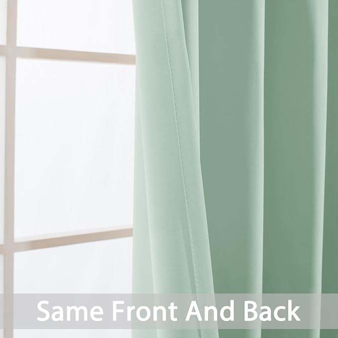 Yakamok Room Darkening Curtains 52x72 inch Light Sage Green-Living Room | 2 - Image 3