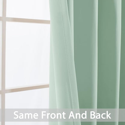Yakamok Room Darkening Curtains 52x72 inch Light Sage Green-Living Room | 2 - Image 3