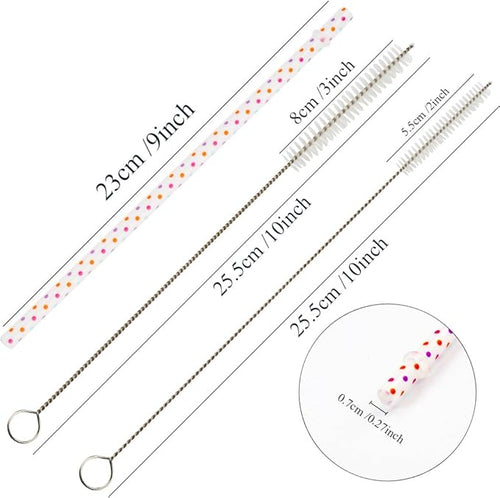 50 Pack Reusable Straws, BPA-Free, 9" Colorful Hard Plastic Stripe Drinking Straw for Mason Jar Tumbler, Family or Party Use with Cleaning Brush