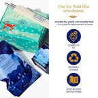 Herbs & Kettles Lavish Blue Tea Boba Kit | Butterfly Pea Flower Tea with Green Tea, Lemongrass, Ginger & Mint + Chewy Tapioca Pearls | DIY Color-Changing Bubble Tea Kit with Reusable Straws |