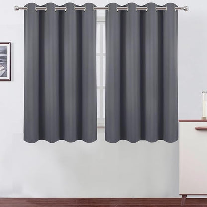 Blackout Curtains 66 x 54 Inch Long Grey Curtains Set of 2 Panels Room by Lemomo