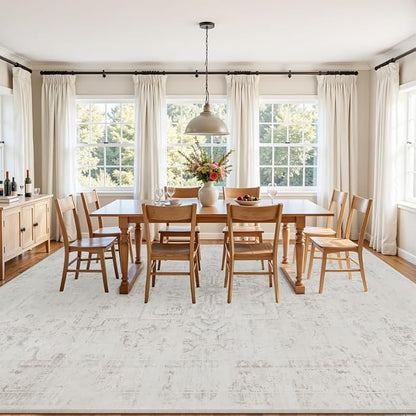 5x7 Area Rugs Living Room: Bedroom Washable Carpet Neutral Cream | Large - Image 9