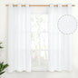 48 Inch Length White Linen Semi Sheer Curtains by YoungsTex