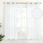 YoungsTex White Linen Semi Sheer Curtains 45 Inch Length 2 Panels | Short Light by YoungsTex