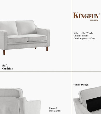 Kingfun Living Room Furniture Sets, 2 Armchair and Loveseat, Mid Century Modern - Image 7