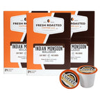 Fresh Roasted Coffee, Indian Monsoon Malabar, Light Roast, 72 Pods for K Cup Brewers