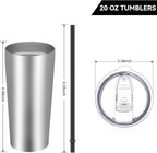 VEGOND 20oz Tumbler Bulk with Lid and Straw 1 Pack, Stainless Steel Vacuum Insulated Tumbler, Double Wall Coffee Cup Travel Mug, Stainless Steel