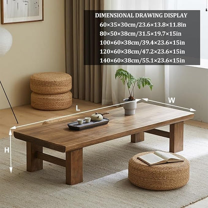 Japanese Style Vintage Tea Table Low Table Rectangular Tatami Table Sitting On - Image 3