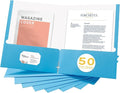Zzrywuty File Folders with Pockets Letter Size, 50-Pack Paper Folders with Card Slot, Two Pocket Folders for School Students, Businessmen, Home and Office Workers（Light Blue）