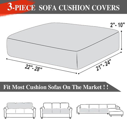 LA MEACK Couch Cushion Covers Seat Cushion Cover Stretch Couch Cover Separate - Image 6