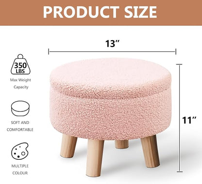 Wimarsbon Storage Ottoman, Modern Round Footrest - Image 3