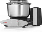 Bosch Universal Plus Stand Mixer with Stainless Steel Bowl with NutriMill Dough Hook Extender Bundle- Black 500 Watt