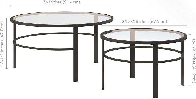 Henn&Hart Round Nested Coffee Table in Blackened Bronze, Coffee Table coffee - Image 3