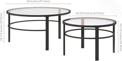 Henn&Hart Round Nested Coffee Table in Blackened Bronze, Coffee Table coffee - Image 3