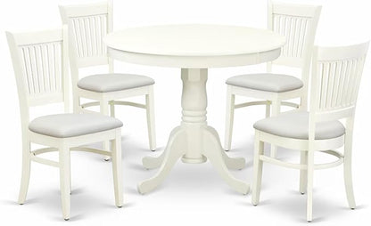 East West Furniture ANVA5-LWH-C 5 Piece Dining Room Table Set Includes a Round by EastWestFurniture