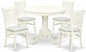 East West Furniture ANVA5-LWH-C 5 Piece Dining Room Table Set Includes a Round by EastWestFurniture