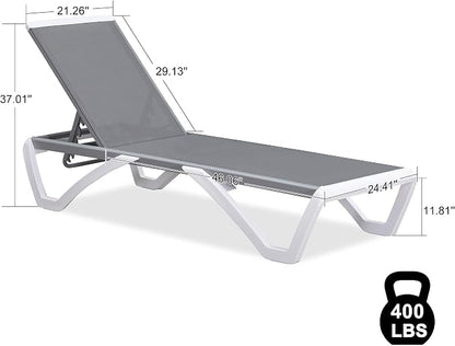 PURPLE LEAF Patio Chaise Lounge Chair Set Outside Aluminum Plastic Stackable - Image 2