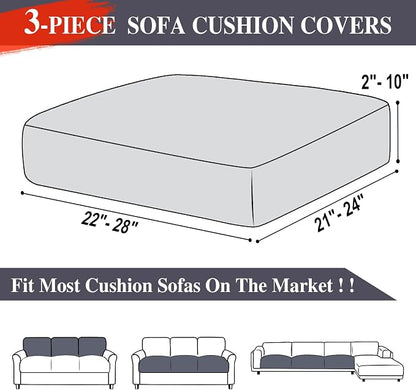 LA MEACK Couch Cushion Covers Seat Cushion Cover Stretch Couch Cover Separate - Image 6