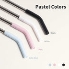 6.7" Short Metal Straw-Reusable Stainless Steel Drink Straws with Silicone Tips and Brush, Fit for 6 7 10 12 oz Small Cups (Colors 2)