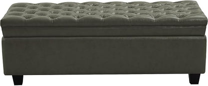 WUTUTUEE 50" Faux Leather Storage Ottoman Bench, End of Bed Upholstered by WUTUTUEE