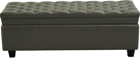 WUTUTUEE 50" Faux Leather Storage Ottoman Bench, End of Bed Upholstered by WUTUTUEE