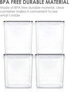 Vtopmart Food Storage Containers 4.3L / 145.4oz, 4 Pieces BPA Free Plastic Airtight Canister for Flour, Sugar, Baking Supplies, with 4 Measuring Cups and 24 Labels, Black